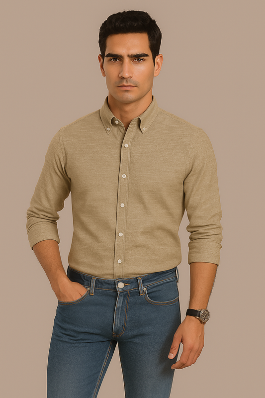Latte Slub Oxford Shirt