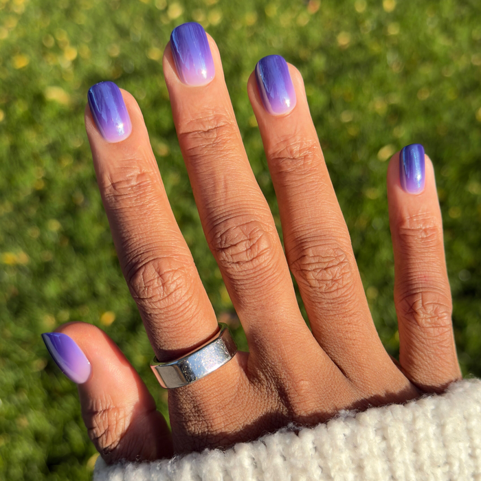 Midnight Chrome Gradient - Tab Press-On | Short | Squoval