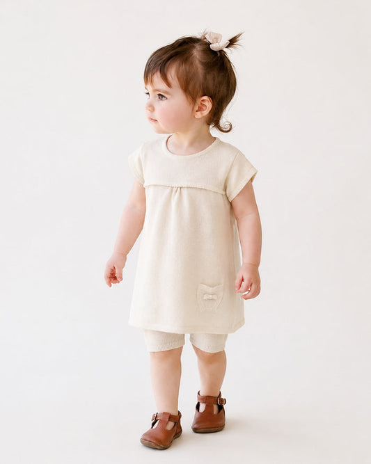 Milan Short Sleeve Organic Knit Baby Dress