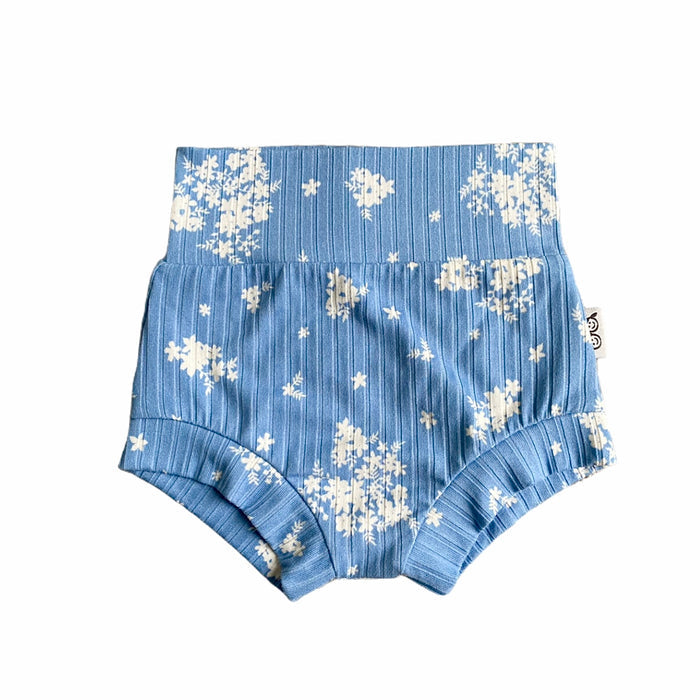 Minimal Floral Blue Ribbed Bummies