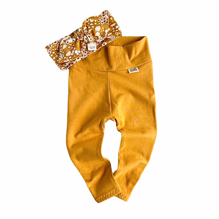 Mustard Leggings with Mustard Floral Headband