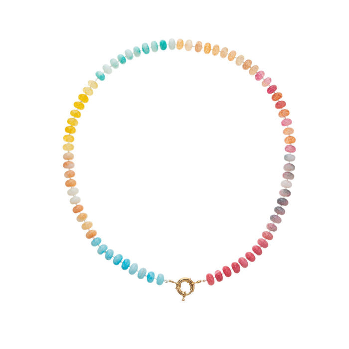 Natural Stone Semi-Precious Glass Mixed Necklace A