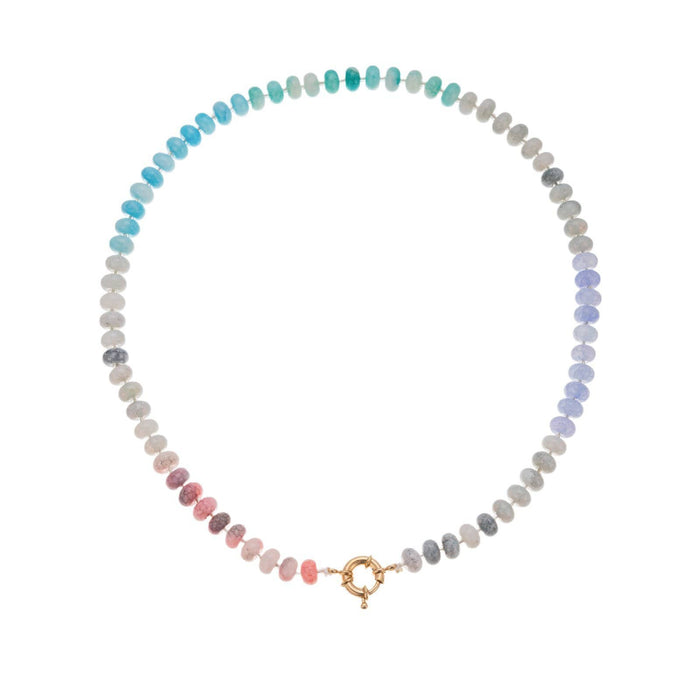 Natural Stone Semi-Precious Glass Mixed Necklace A