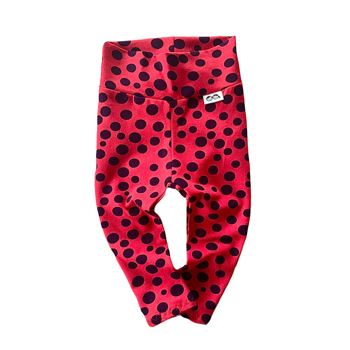 Navy Blue Dots on Red Leggings