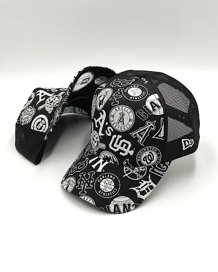 New Era ALL-OVER MLB trucker Black edition