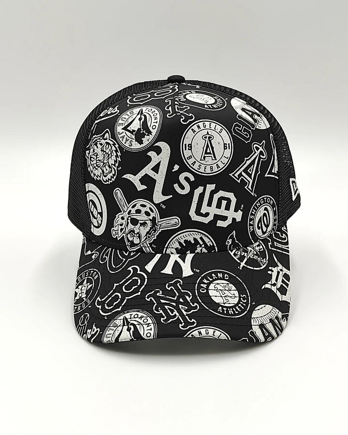 New Era ALL-OVER MLB trucker Black edition