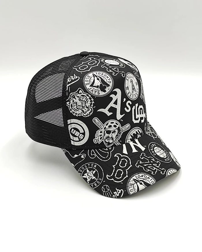 New Era ALL-OVER MLB trucker Black edition