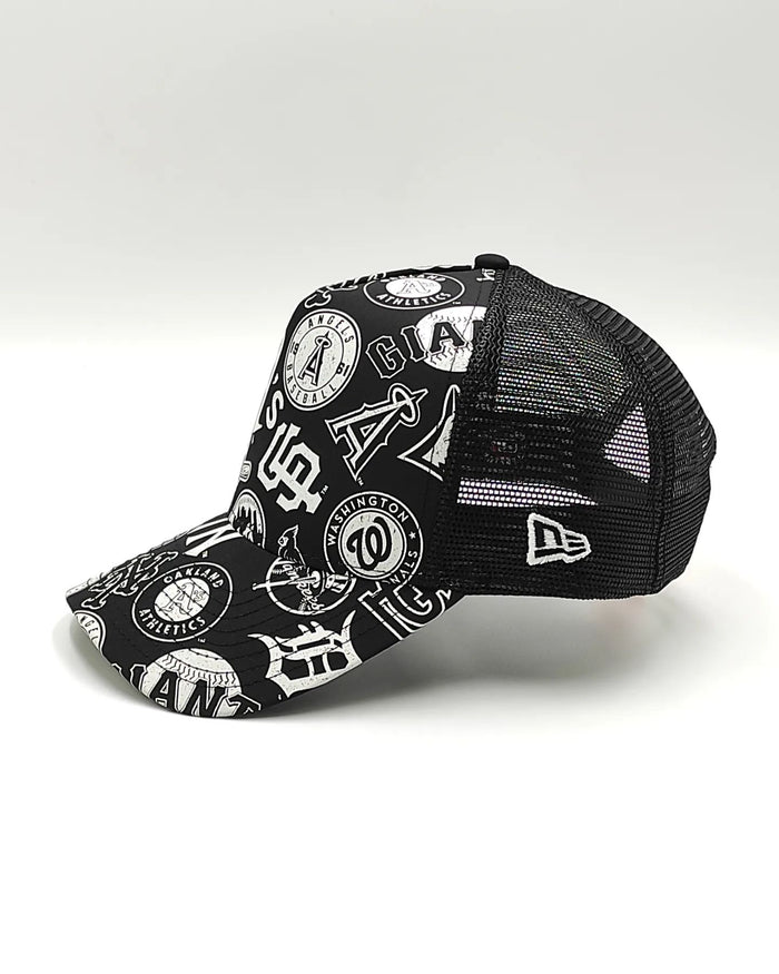 New Era ALL-OVER MLB trucker Black edition