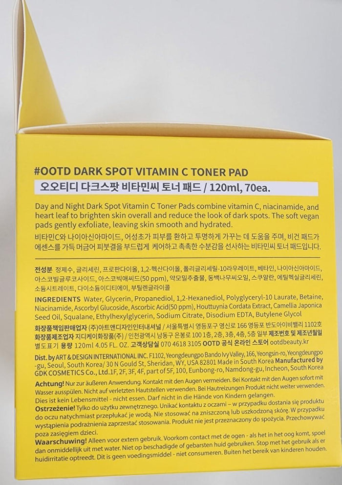 OOTD Beauty Dark Spot Vitamin C Toner Pad 70 pads