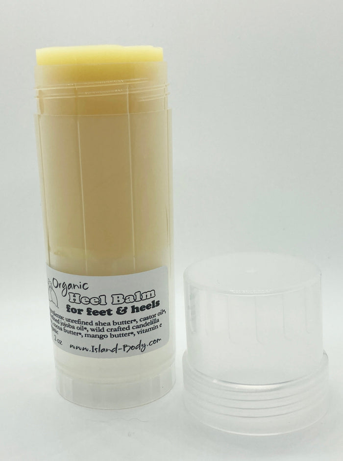 Natural heel balm stick for repairing cracked heels – organic moisturizing foot balm with nourishing oils.