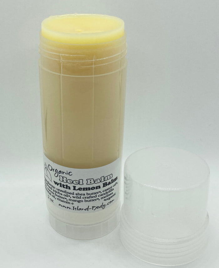 Organic heel balm stick for cracked heels and dry feet – natural moisturizing foot balm with shea butter and jojoba oil.