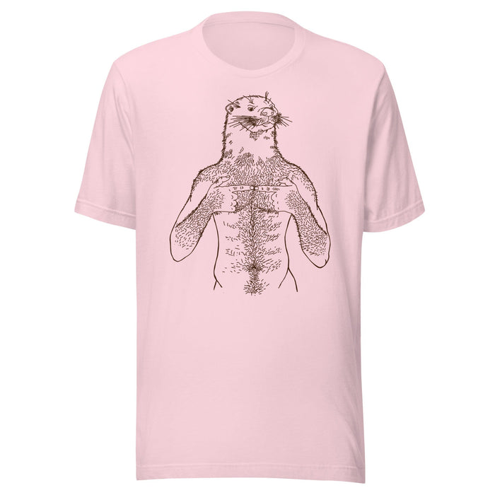Brian Kenny Otter Graphic Soft Pink T-shirt