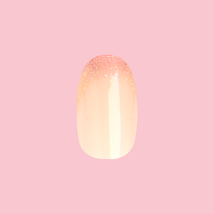 Party Glitter French - Press On | Medium | Oval false nail with neutral base and sparkling glitter french tip manicure style