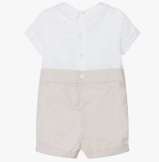 PATACHOU Baby Boys Ivory & Beige Linen Shortie