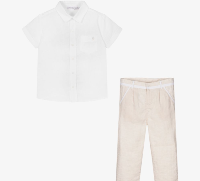 PATACHOU Boys Beige Linen Trouser Set