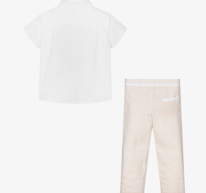 PATACHOU Boys Beige Linen Trouser Set