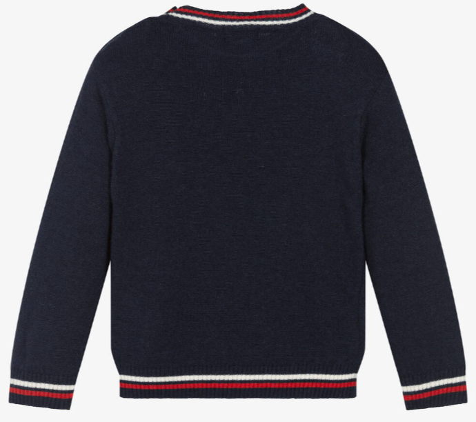 PATACHOU Boys Navy Blue Knitted Wool Jumper
