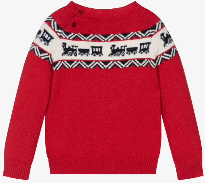 PATACHOU Boys Red Wool Knit Train Jumper