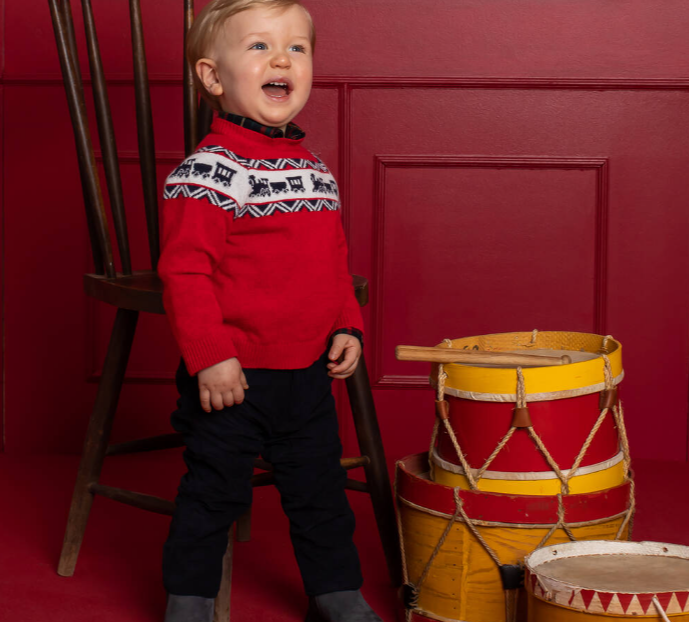 PATACHOU Boys Red Wool Knit Train Jumper