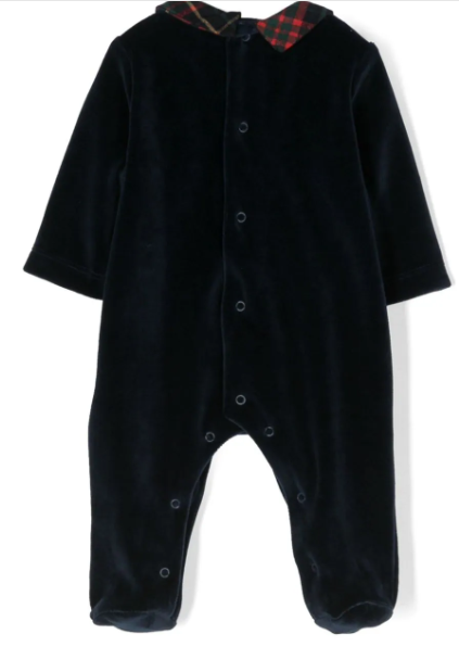 PATACHOU embroidered-motif velvet babygrow