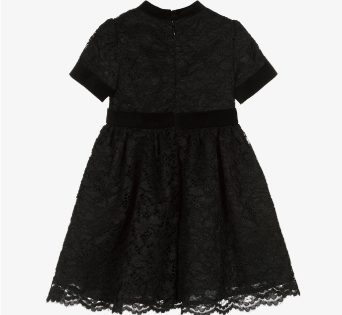 PATACHOU Girls Black Lace & Velvet Dress