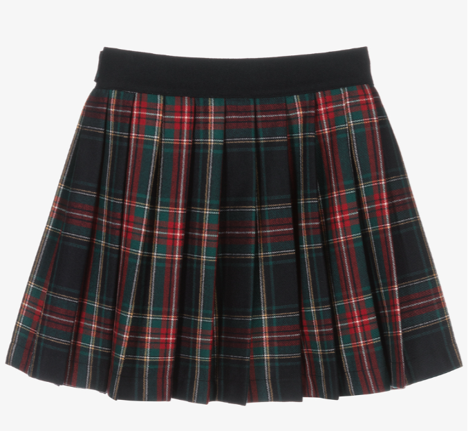 PATACHOU Girls Blue & Green Tartan Skirt