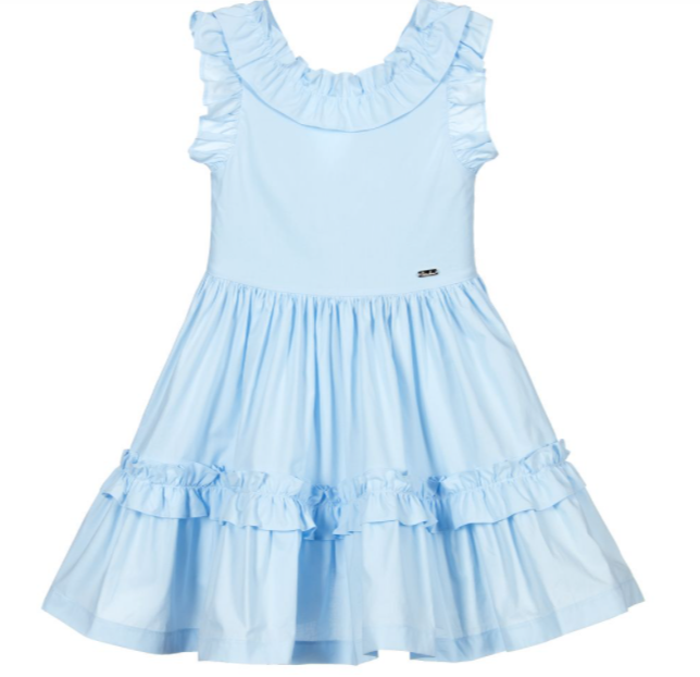 Patachou Girls Pale Blue Cotton Dress