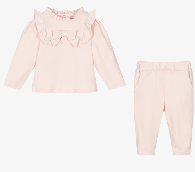 PATACHOU Girls Pink Cotton Jersey Trouser Set