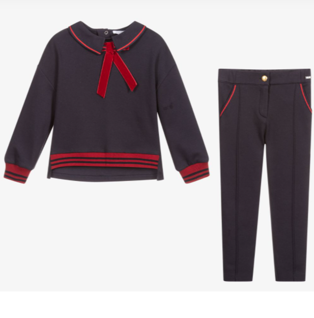 Patachou Navy Blue & Red Trouser Set