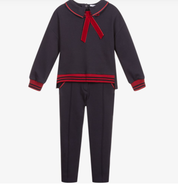Patachou Navy Blue & Red Trouser Set