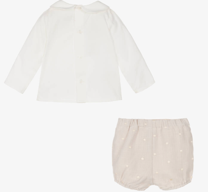 PAZ RODRIGUEZ Baby Boys Ivory Cotton Buster Suit