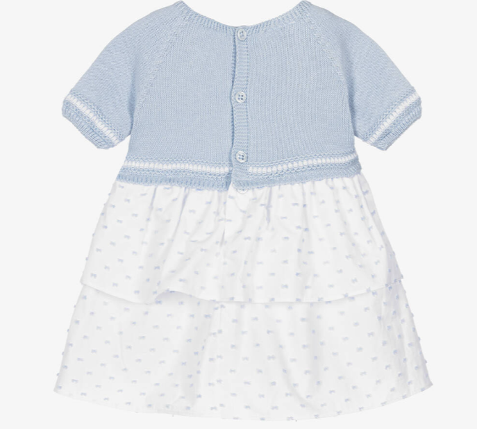 PAZ RODRIGUEZ Baby Girls Blue & White Cotton Dress
