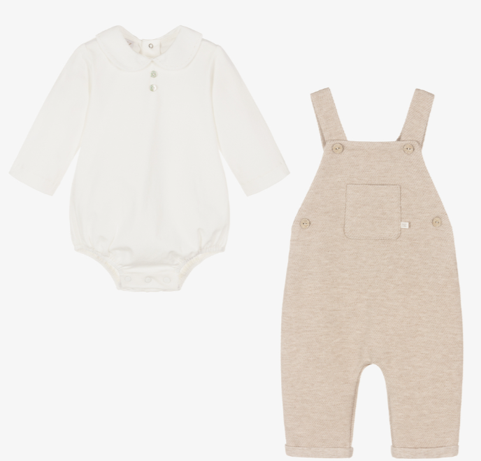 PAZ RODRIGUEZ Boys Beige Dungaree Set