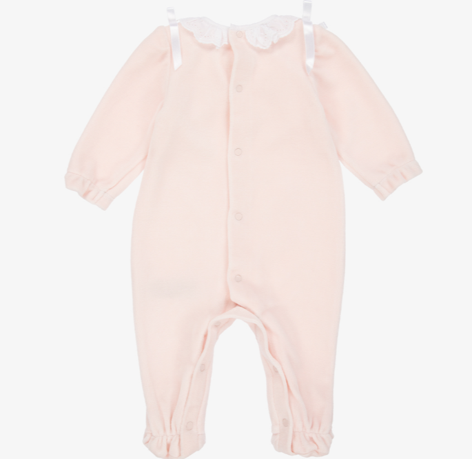 PAZ RODRIGUEZ Girls Pink Velour Babygrow