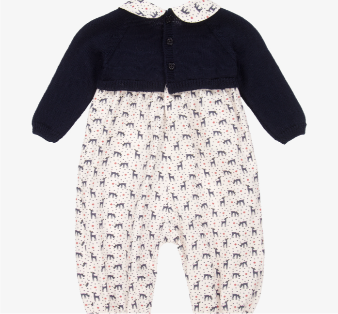 PAZ RODRIGUEZ Ivory Cotton Reindeer Romper