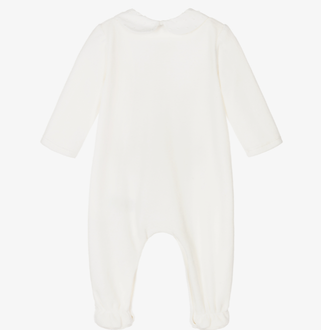 PAZ RODRIGUEZ Ivory Velour Babygrow