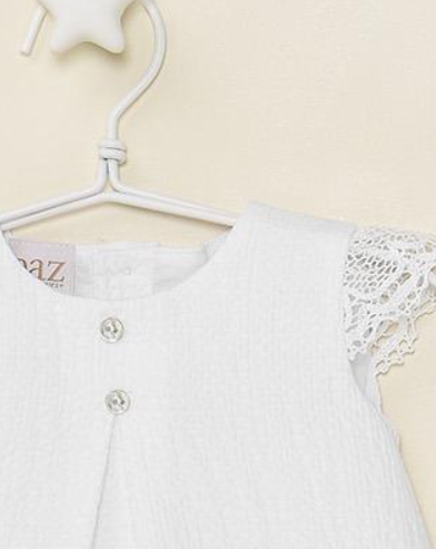 PAZ RODRIGUEZ WHITE DRESS SET WITH BONNET