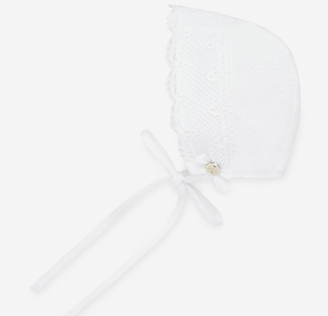PAZ RODRIGUEZ WHITE DRESS SET WITH BONNET