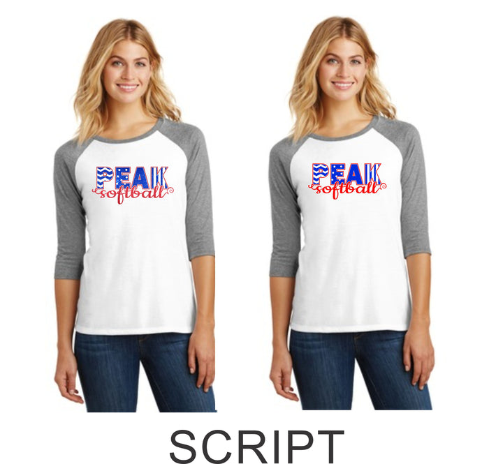 Peak Ladies Raglan- 3 designs- Matte or Glitter