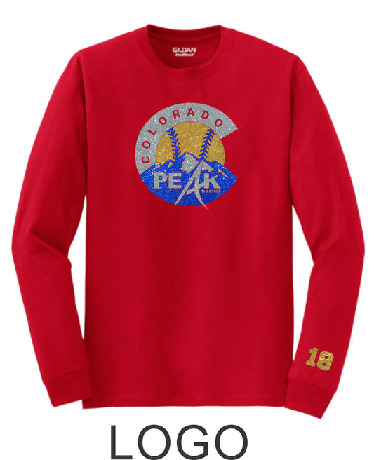 Peak Softball Youth Long Sleeve Tee - 2 Designs - Matte or Glitter