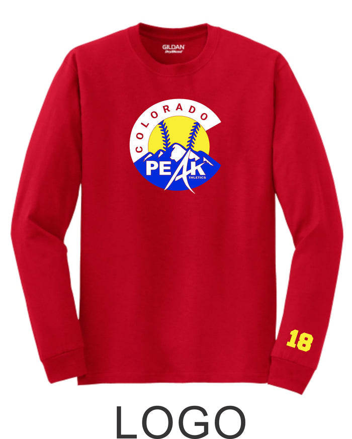 Peak Softball Youth Long Sleeve Tee - 2 Designs - Matte or Glitter