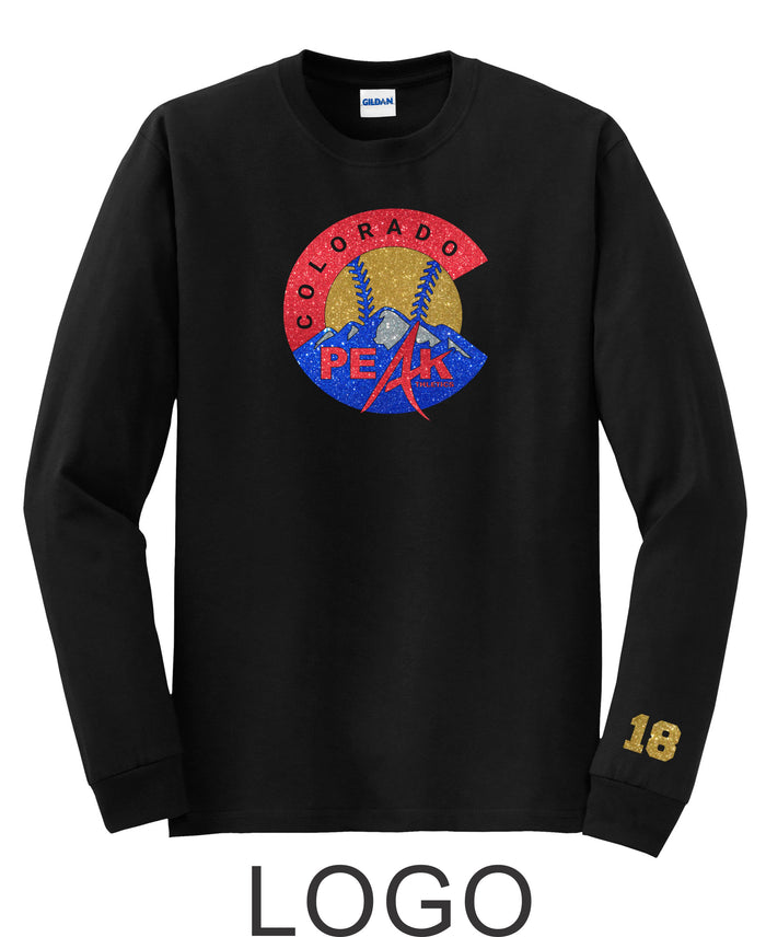 Peak Softball Youth Long Sleeve Tee - 2 Designs - Matte or Glitter