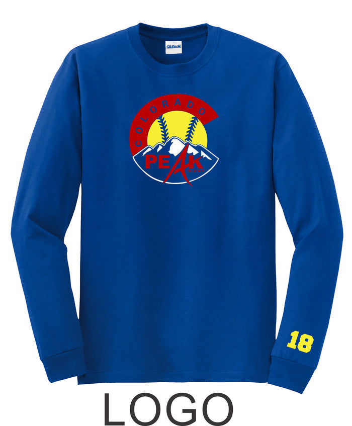 Peak Softball Youth Long Sleeve Tee - 2 Designs - Matte or Glitter