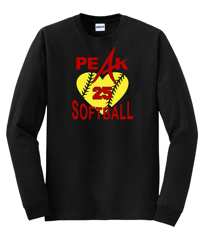 Peak Softball Youth Long Sleeve Tee - 2 Designs - Matte or Glitter