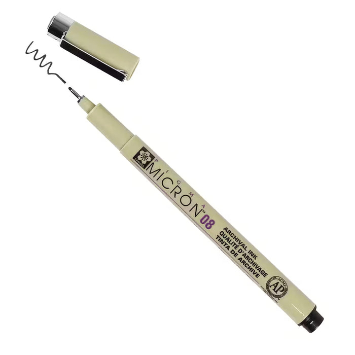 08 black sakura micron fine line pen