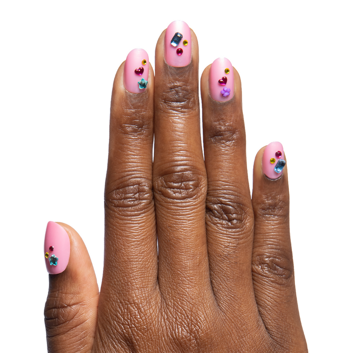 Pink Confetti Party - Press On | Short | Round