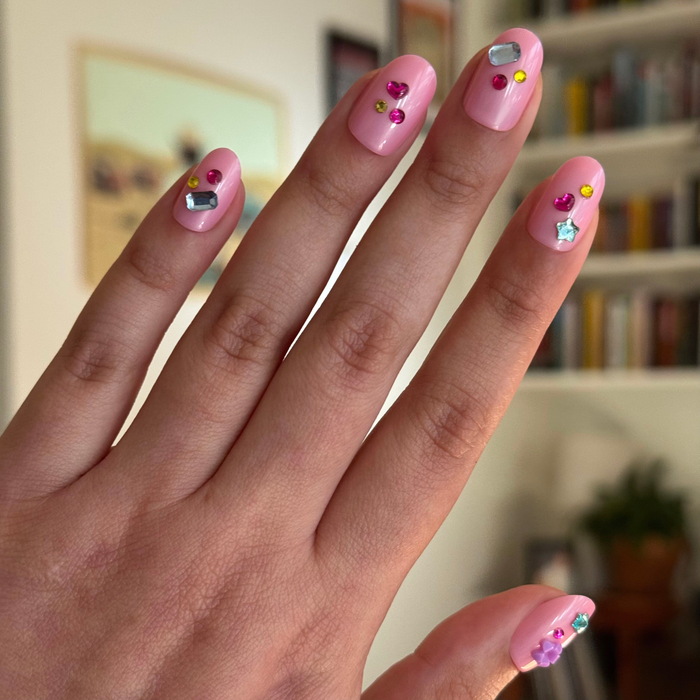 Pink Confetti Party - Press On | Short | Round