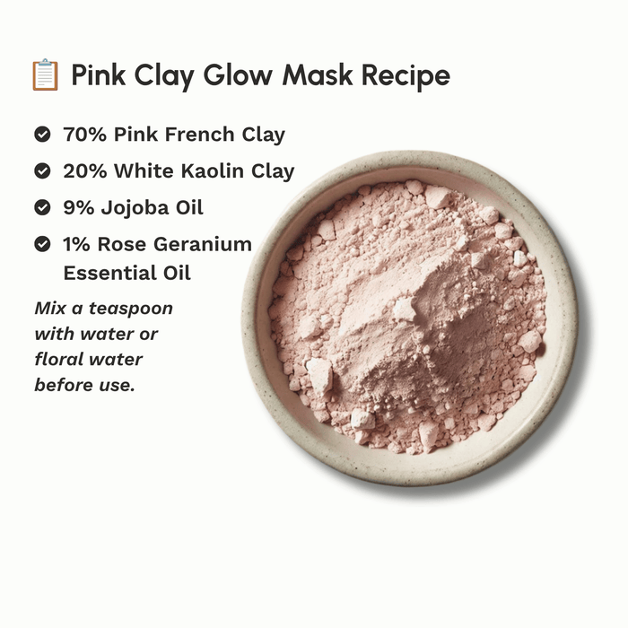 Recipe for making a glow face mask using Pink French Clay.