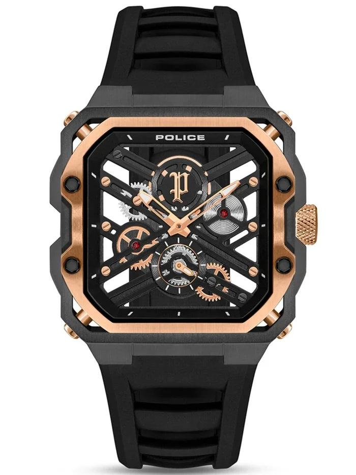 Police Skeleton Dial & Strap Analogue Watch - PLPEWGM0072002