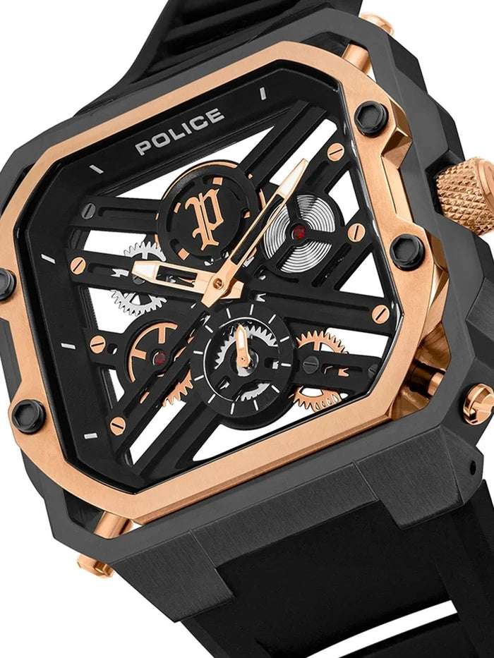 Police Skeleton Dial & Strap Analogue Watch - PLPEWGM0072002